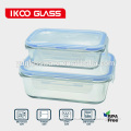 pyrex glass food container sets with plastic cover in rectangular shape
